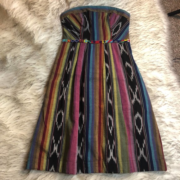 Anthropologie Edme & Esyllte strapless rainbow striped dress size 0 - Picture 2 of 15